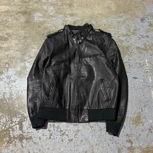 Vintage Leather Cafe Racer Jacket Sz 42